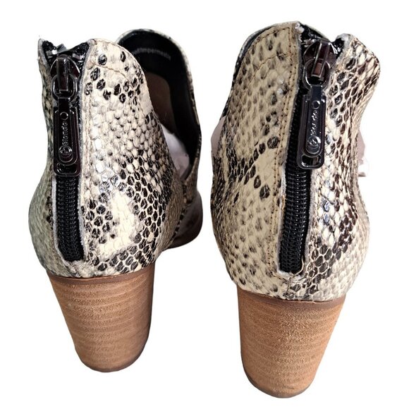 Blondo Waterproof Women's Gray Cream Leather Snake Print Ankle Booties Boots 9M - Picture 10 of 11